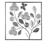 Atmosphera Déco murale florale métal argent 50x50 cm