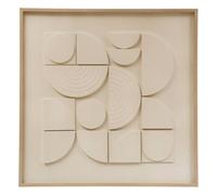 Atmosphera - Décoration Murale 3D Catalina - Blanc et Bois - 60 x 60 cm - Tableau à Relief Abstrait - pour Salon, Chambre, Bureau