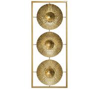 Atmosphera - Déco murale Iva 3 fleurs en métal doré 25x61 cm