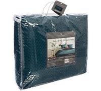 Atmosphera - Dessus de lit avec 2 taies d'oreillers tressés en polyester - Bleu canard - DOLCE Jaune G