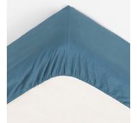 Atmosphera - Drap-housse Vilma - Coton lavé bleu canard 140x190 cm