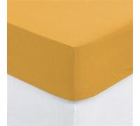 Atmosphera Drap-housse Carina coton 160x200 cm jaune moutarde