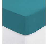 Atmosphera - Drap-Housse en Coton - Bleu Canard - Bonnet H30cm - 160x200 cm