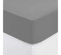 Atmosphera - Drap-Housse en Coton - Gris - Bonnet H30cm - 140x190 cm