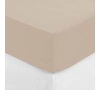 Atmosphera - Drap Housse bonnet 30 cm 100% coton 2 Places 140x190 cm - Beige Beige G