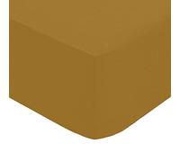 Atmosphera Créateur d'intérieur - Drap Housse 2 Personnes "Percale" 180x200cm Mordoré Jaune G