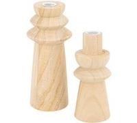 - Duo de bougeoirs en bois - Beige