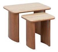 Atmosphera - Duo de tables à café en acacia et travertin JIVAN - Marron - JIVAN Marron G