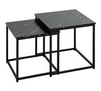 Duo De Tables D'appoint Effet Marbre - Noir Noir