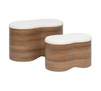 Atmosphera - Ensemble de 2 bancs coffres effet bois et bouclette LOE - Blanc