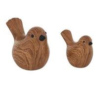 Atmosphera - Ensemble de 2 oiseaux en céramique imitation bois - Marron Marron
