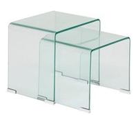 Atmosphera - Ensemble de 2 tables café gigognes en verre LENIA - Transparent - Lenia Transparent G