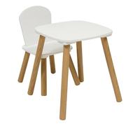 Atmosphera - Ensemble de Table et Chaise Enfant Alex - 2 Pièces (1 Table + 1 Chaise) - Plateau Résistant à l'eau - Mobilier de Chambre, Salle de Jeux - Fille et Garçon - Bois, Bords Arrondis, Blanc