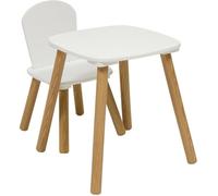 Atmosphera - Ensemble de Table et Chaise Enfant Alex - Plateau Résistant à l'eau - Mobilier de Chambre, Salle de Jeux - Fille et Garçon - Bois, Bords Arrondis, Blanc (1 Table + 1 Chaise)