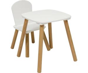 Atmosphera - Ensemble de Table et Chaise Enfant Alex - Plateau Résistant à l'eau - Mobilier de Chambre, Salle de Jeux - Fille et Garçon - Bois, Bords Arrondis, Blanc (1 Table + 1 Chaise)