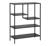 Atmosphera - Étagère Bibliothèque Asymétrique Gota Noire, 4 Niveaux, Acier, L 75 x H 100,5 cm - pour Salon, Bureau, Chambre