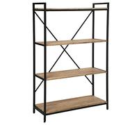 Atmosphera - Étagère Bibliothèque Edena Style Industriel - 4 Niveaux, 90 x 141 cm - Métal et Bois d'Acacia - Meuble de Rangement pour Salon, Bureau