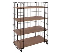 Étagère de rangement 4 niveaux en métal et bois H 97.5 cm Marron G