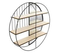 Atmosphera – Étagère murale avec miroir Zina 56 cm métal noir