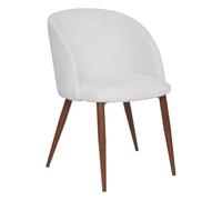 Chaise Céleste bouclette ivoire pieds métal effet noyer