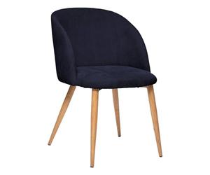 Atmosphera - Fauteuil Céleste en Velours Côtelé Bleu, Pieds Effet Chêne - L 54 x P 60 x H 80 cm - pour Salon, Chambre, Bureau, Style Scandinave