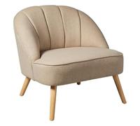 Atmosphera - Fauteuil Coquillage Naova - Tissu déperlant, Pieds en bois - Beige