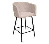 Atmosphera - Fauteuil de Bar Marlo Beige - H 101 cm - Tissu Matelassé, Pieds Métal, avec Accoudoirs - pour Cuisine, Îlot Central