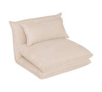 Atmosphera - Chauffeuse Elois dépliable côtelé ivoire H 20 cm