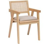Atmosphera - Fauteuil de table en bois et cannage KOLIA - Beige - KOLIA G