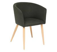 Atmosphera - Fauteuil de Table Marlo Vert Cèdre - 55 x 76 cm - Tissu Matelassé, Pieds Bois, Style Scandinave - pour Salle à Manger, Salon, Bureau