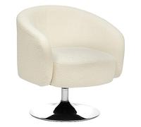 Atmosphera - Fauteuil bas pivotant Edith en bouclette H73 cm - Blanc