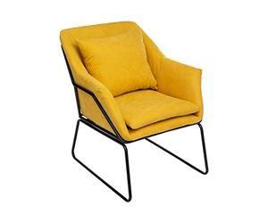 Atmosphera - Fauteuil en Tissu Moutarde et Structure en métal