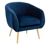 Atmosphera Fauteuil design Solaro Velours plissé 78 cm Bleu