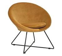 Atmosphera - Fauteuil Evan en Velours Jaune Ocre