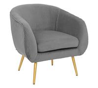 Atmosphera - Fauteuil Gris Solaro en Velours plissé