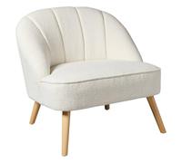 Atmosphera - Fauteuil Naova Tissu Bouclette Blanc, L 78 x P 72 x H 71 cm, Pieds en Bois, Déperlant - pour Salon, Chambre