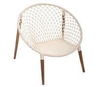 Atmosphera - Fauteuil Raina tressé Blanc - Coton et Teck