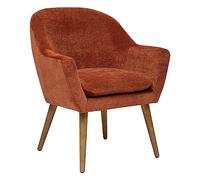 Atmosphera - Fauteuil Sinel Velours Ambre - L 71 x P 65 x H 83 cm, Pieds en Bois, Style Rétro - pour Salon, Chambre, Bureau