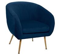 Atmosphera - Fauteuil Solaro Bleu en Velours plissé
