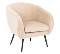 Atmosphera - Fauteuil Solaro en Velours Côtelé - Beige - L 74 x P 70 x H 78 cm - Assise Déhoussable - pour Salon, Chambre