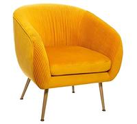 Atmosphera - Fauteuil Solaro Moutarde en Velours plissé