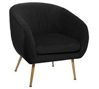 Atmosphera - Fauteuil Solaro Noir en Velours plissé