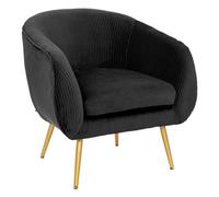 Atmosphera - Fauteuil Solaro Noir en Velours plissé