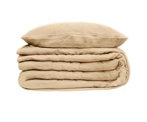 Atmosphera Flora Parure de lit en double gaze de coton beige - 240 x 220 cm