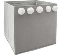 Atmosphera for Kids - Boîte de Rangement Pliable "5 Pompons" 29x29cm Gris Gris G