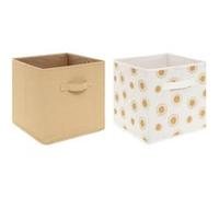 Atmosphera - 2 bacs de rangement enfant "Soleil" jaune 29x29 cm