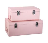 Atmosphera for Kids - Lot de 2 Malles de Rangement Métal "Cantine" 47cm Rose