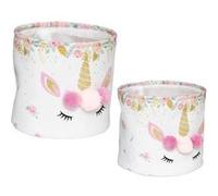 Atmosphera - Paniers déco enfant Licorne 30 cm - Lot de 2 - Blanc