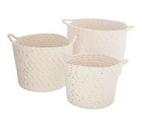 Atmosphera for Kids - Lot de 3 Paniers de Rangement "Lurex" 24cm Naturel Beige G