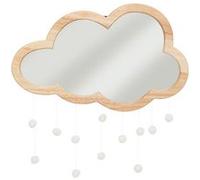Atmosphera – Miroir enfant Nuage – Bois 40 x 36 cm avec pompons – Décoration murale pour chambre